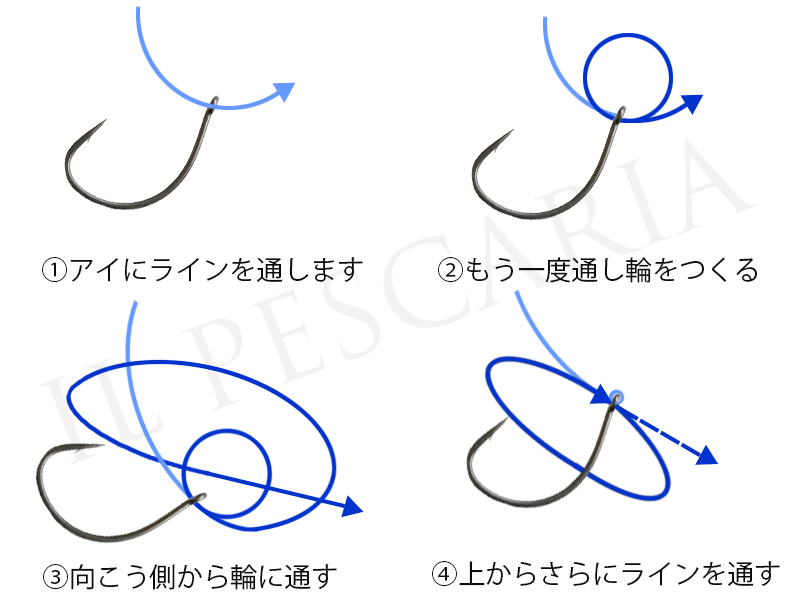 ダウンショットリグの簡単な結び方